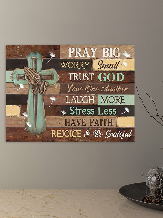 Jesus Cross Canvas Print - Vintage Wooden Texture Wall Art for Home Décor and Inspirational Gifts