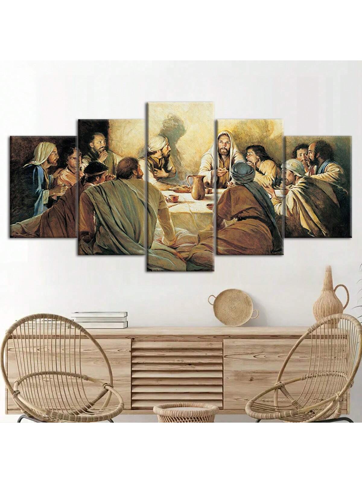 5-Piece Jesus' Last Supper Canvas Print - Deluxe Christian Wall Art for Home and Office Décor- Unframed