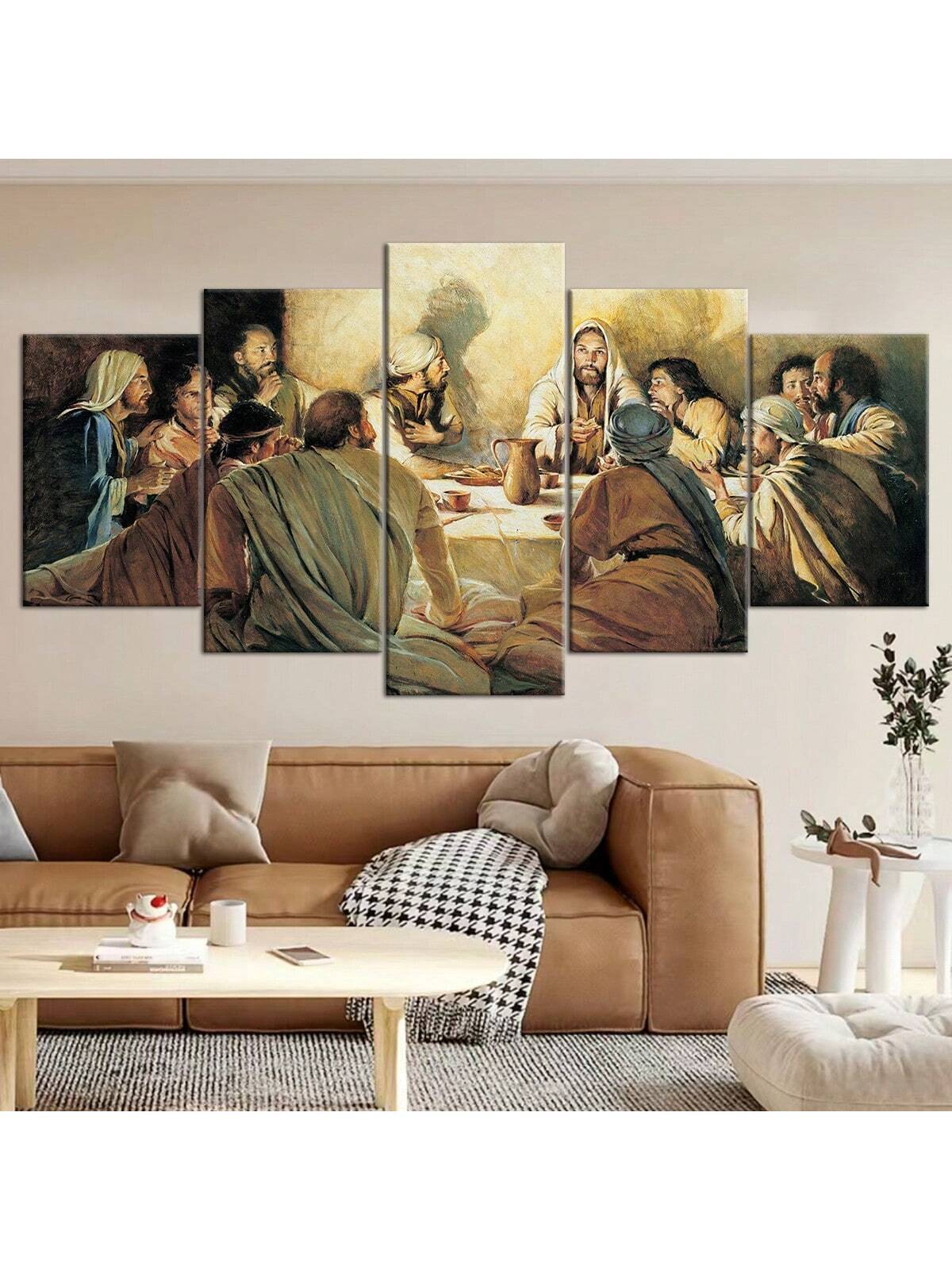 5-Piece Jesus' Last Supper Canvas Print - Deluxe Christian Wall Art for Home and Office Décor- Unframed