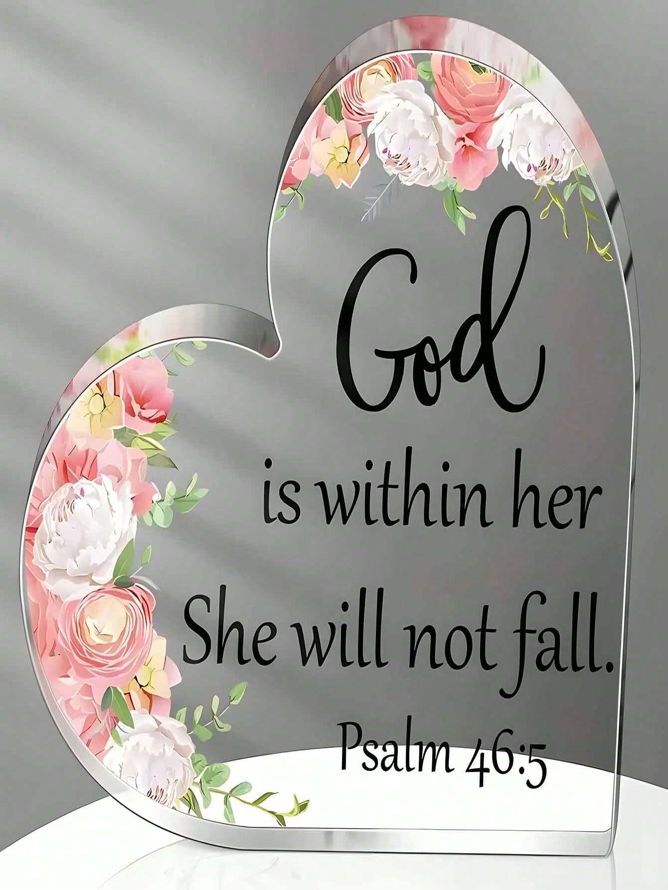 Inspiring Christian Acrylic Gift - 'She Will Not Fall' Bible Verse Decoration