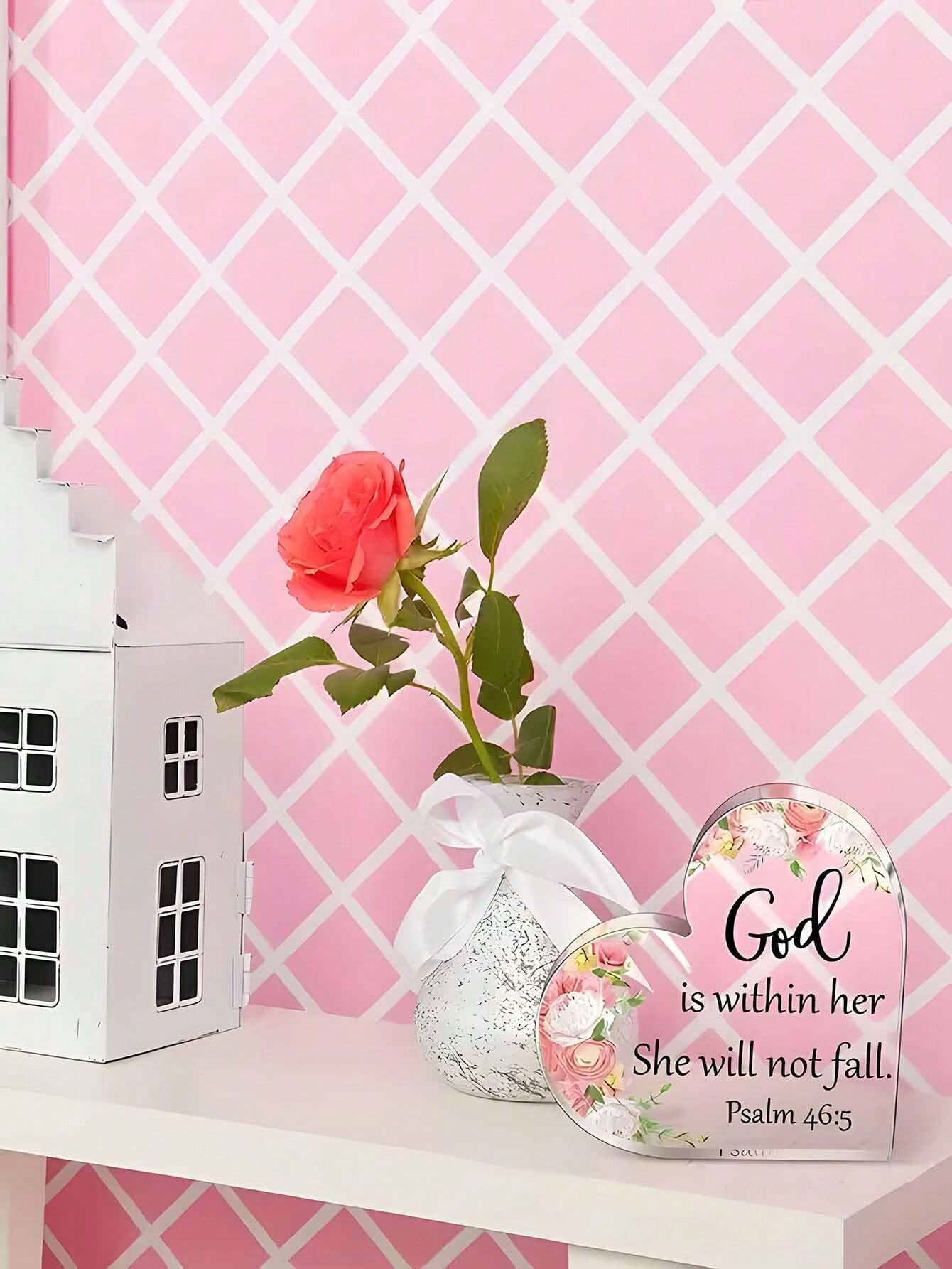 Inspiring Christian Acrylic Gift - 'She Will Not Fall' Bible Verse Decoration