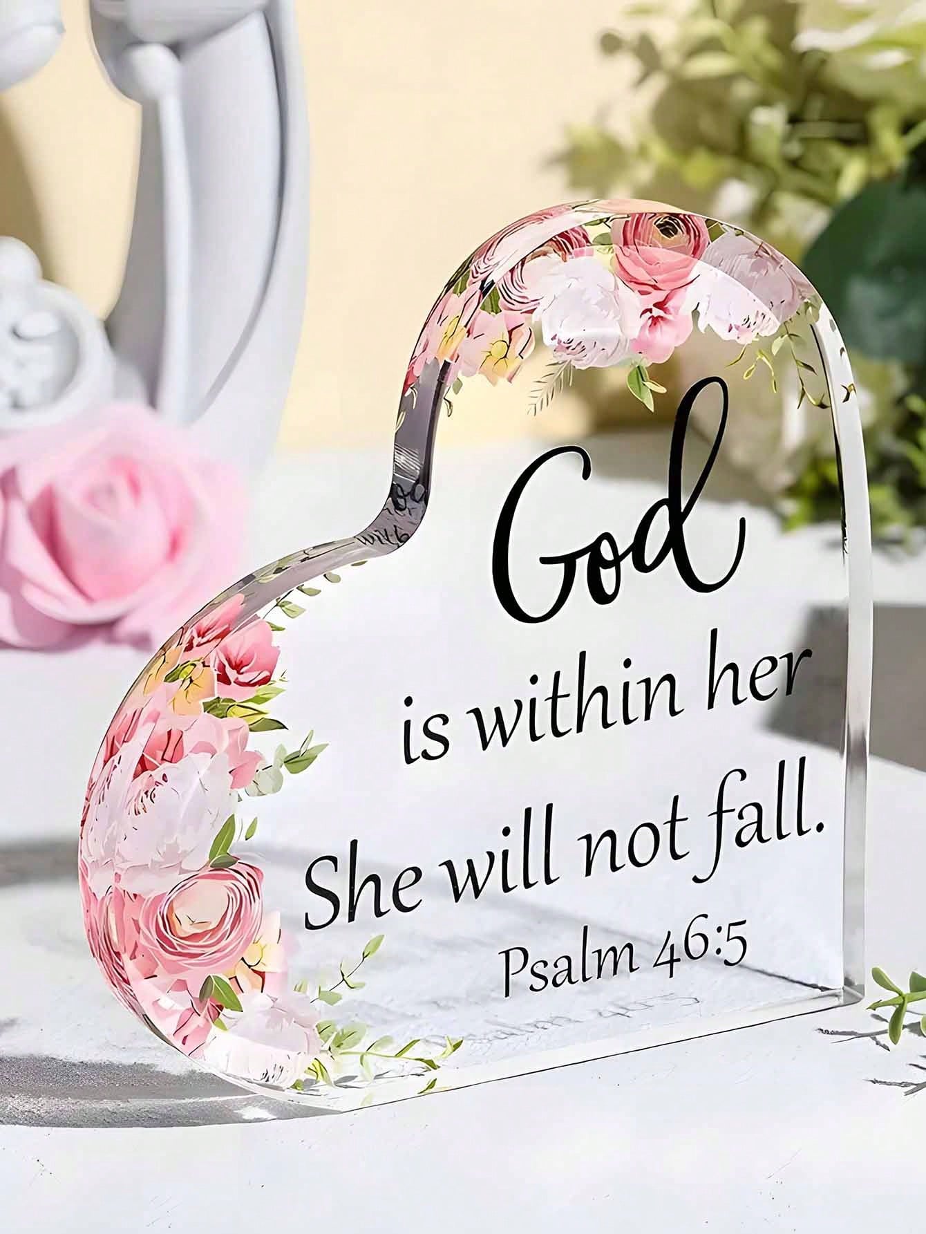 Inspiring Christian Acrylic Gift - 'She Will Not Fall' Bible Verse Decoration