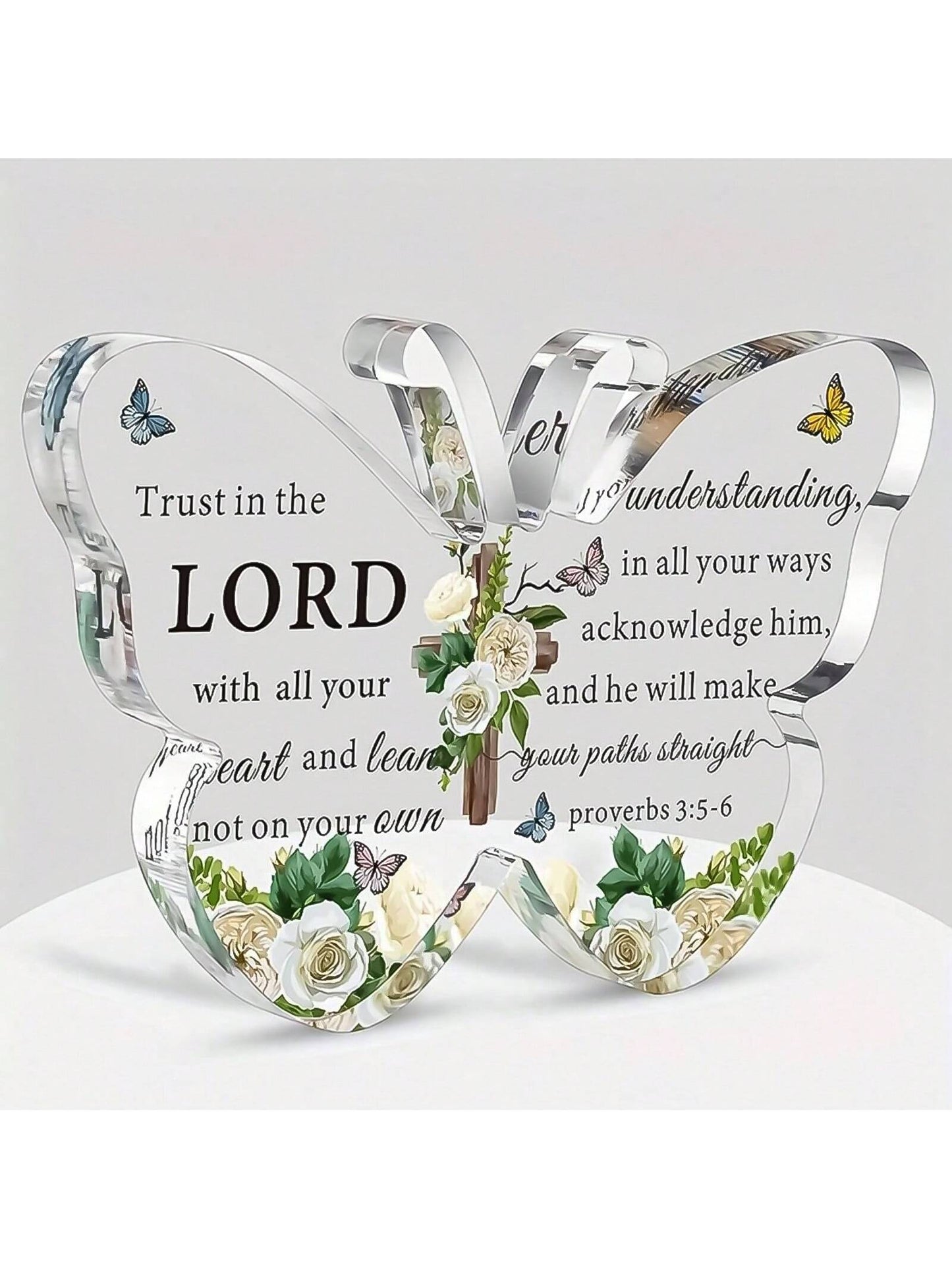 Inspiring Acrylic Bible Verse Paperweight - Christian Gift for Women & Men, Butterfly Room Decor