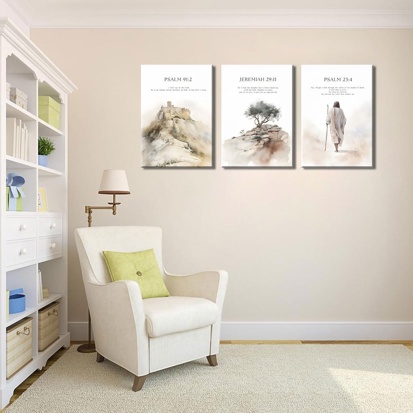 3Pcs Framed Jesus Wall Art Christian Canvas