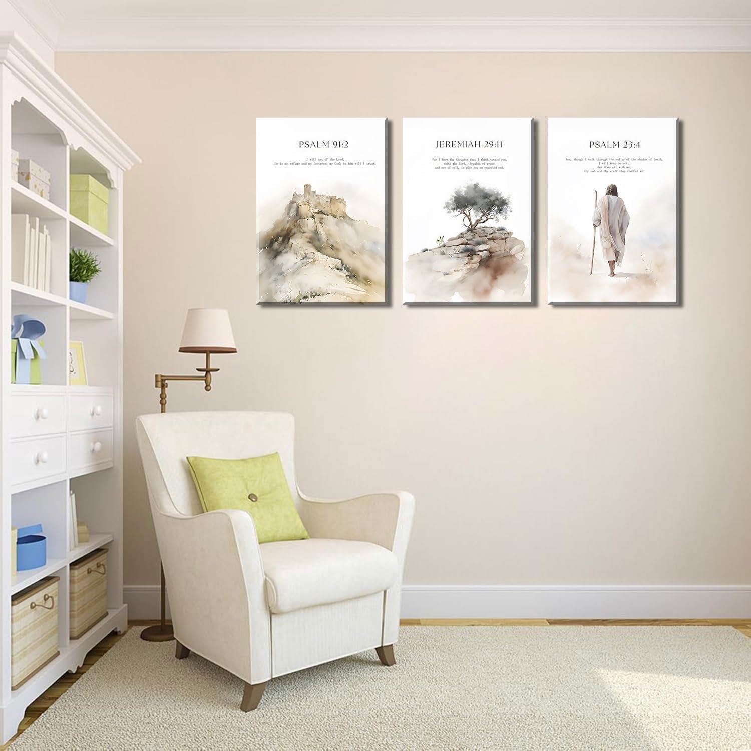 3Pcs Framed Jesus Wall Art Christian Canvas