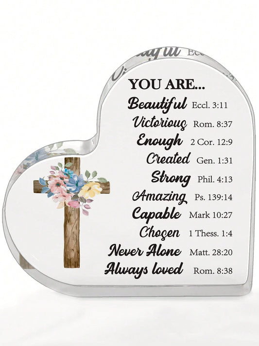 Heart-Shaped Acrylic Christian Gift - Inspirational Bible Scripture