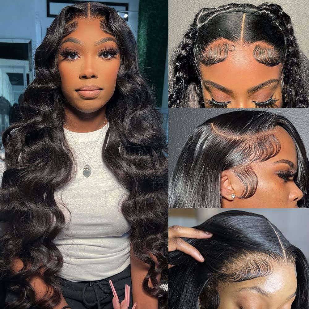 250 Density HD Body Wave Lace Front Wigs Human Hair Pre Plucked 13X4 Wear and Go Frontal Wigs 