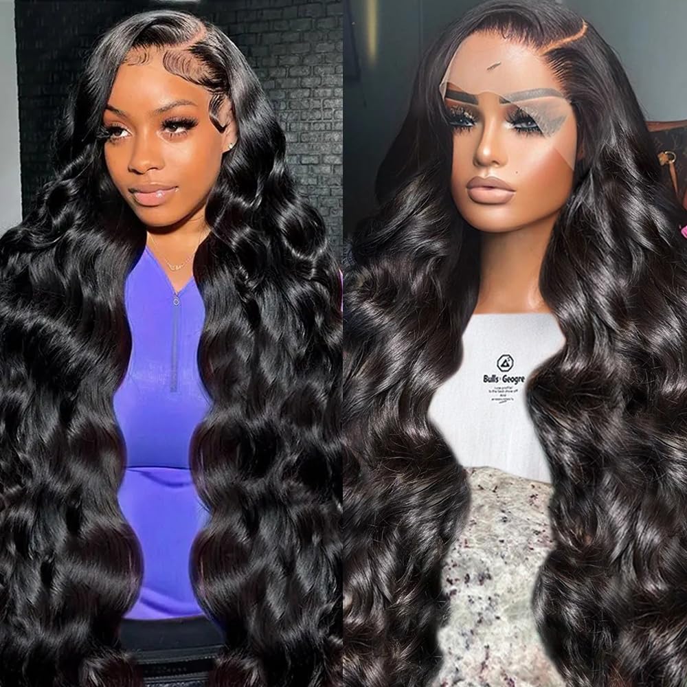 28 Inch Body Wave Lace Front Wigs Human Hair 13X4 HD Lace Front Wigs Human Hair Pre Plucked Body Wave Glueless Frontal Wigs Human Hair 180% Density for Women