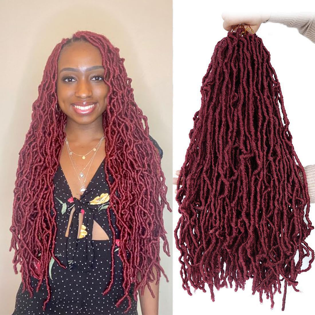 24 Inch Faux Locs Crochet Hair 126 Strands Extensible New Goddess Soft Pre Looped Synthetic Crochet Braiding Hair for Black Women