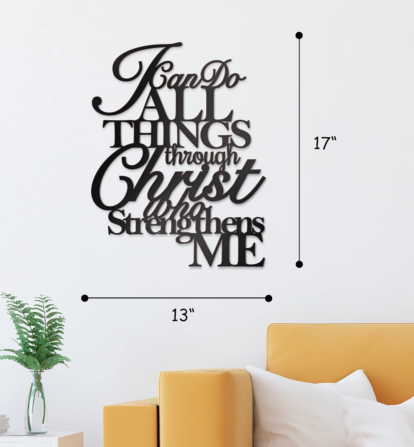 I Can Do All Things through Christ Metal Wall Art, 17"X13" 