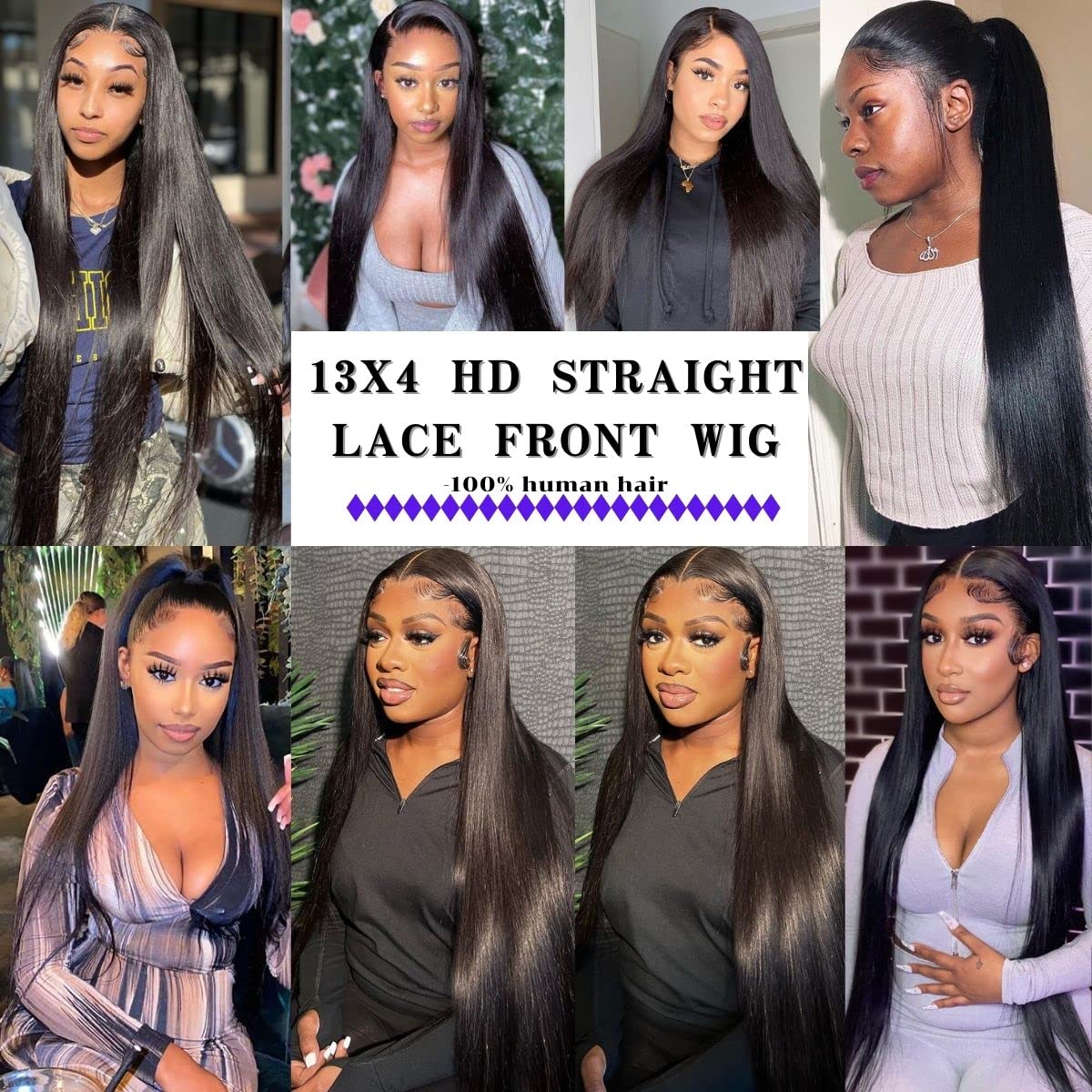 Lace Front Wigs Human Hair 13X4 HD Transparent Straight Lace Frontal Human Hair Wigs for Woman Pre Plucked 180% Density Natural Black Glueless Brazilian Virgin Human Hair Wig with Baby Hair