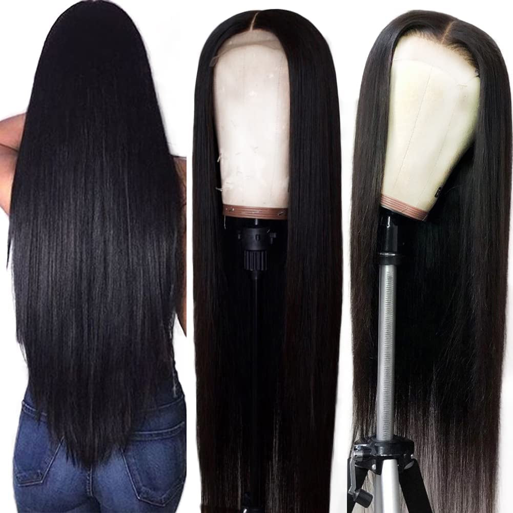 13X4 HD Straight Frontal Wigs 180% Density Transparent Lace Front Wigs Human Hair Pre Plucked with Baby Hair Soft 9A Wigs for Black Women 22 Inch