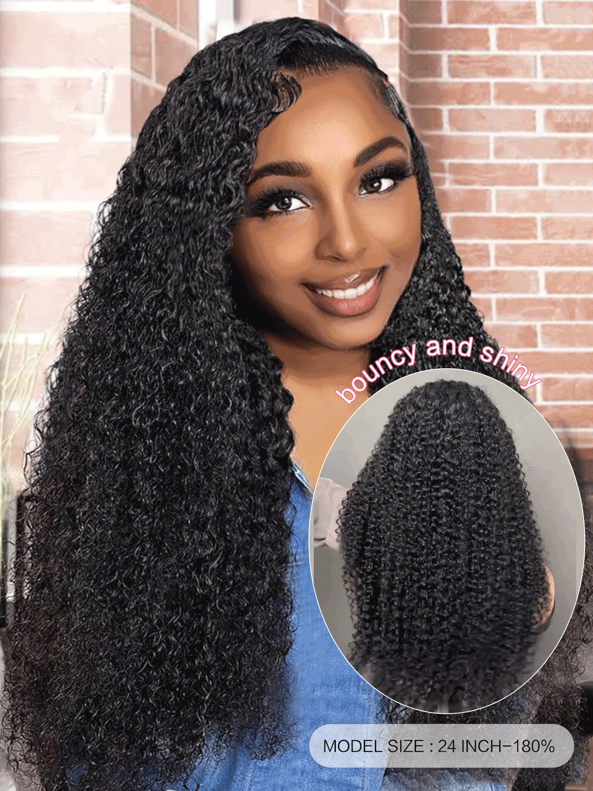 Transparent Lace Kinky Curly 13 X 4 Lace Frontal Wig 180% Density 12-26 Inch Natural Black Color Pre-Plucked Natural Hairline Lace Human Hair Top Quality Wig for Women