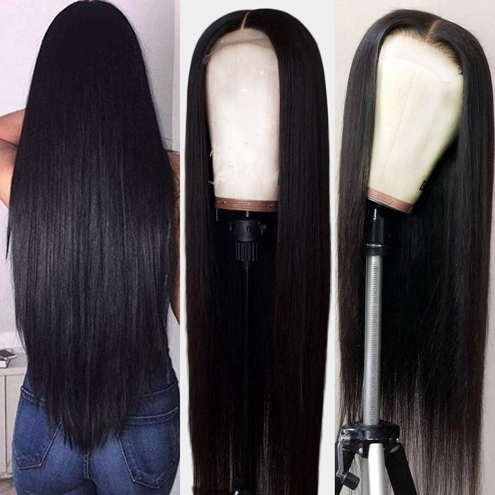 13X4 HD Straight Frontal Wigs 180% Density Transparent Lace Front Wigs Human Hair Pre Plucked with Baby Hair Soft 9A Wigs for Black Women 22 Inch